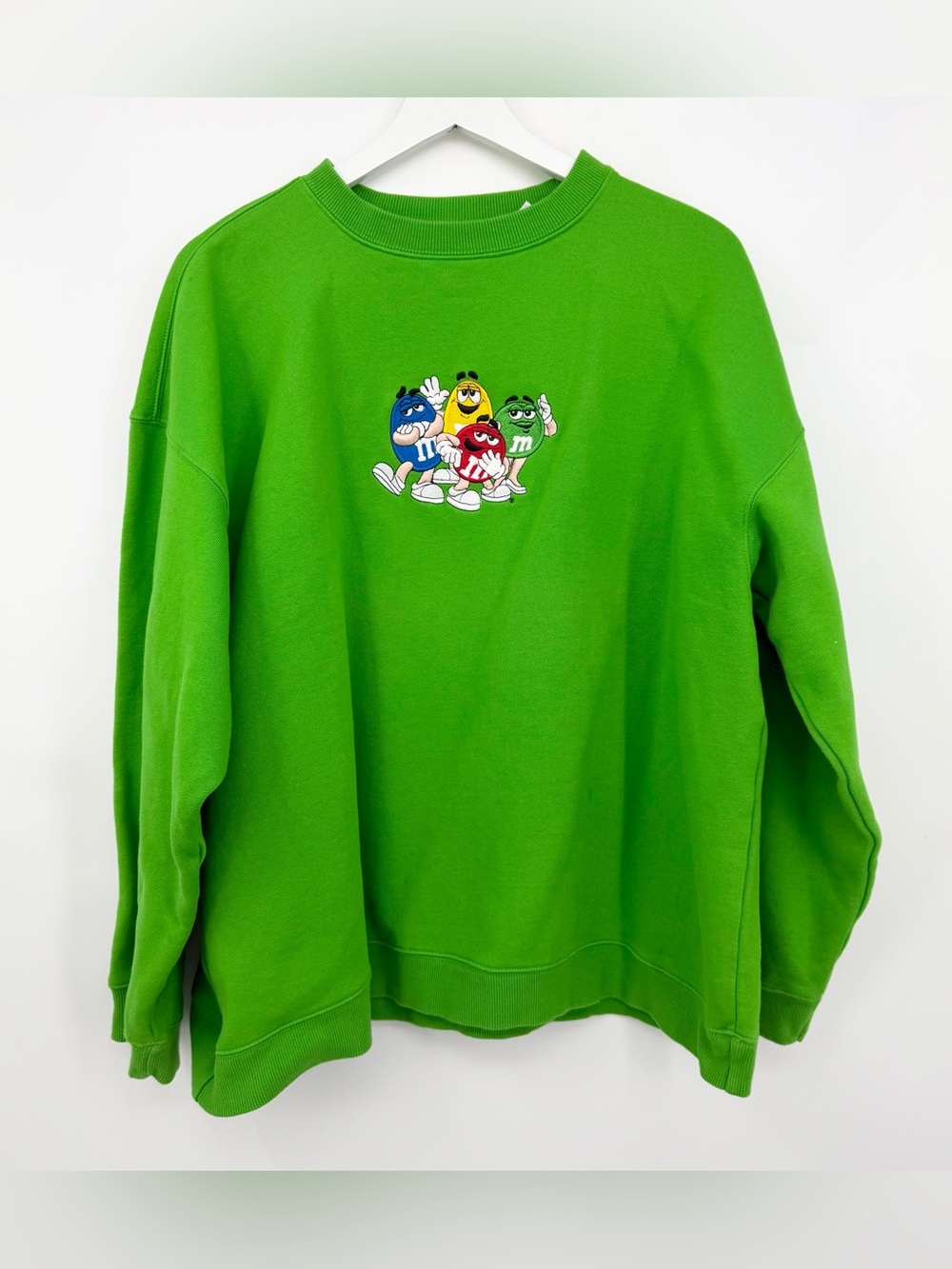 Vintage 90s M&Ms Embroidered Sweatshirt Crewneck Pullover Green Size Large